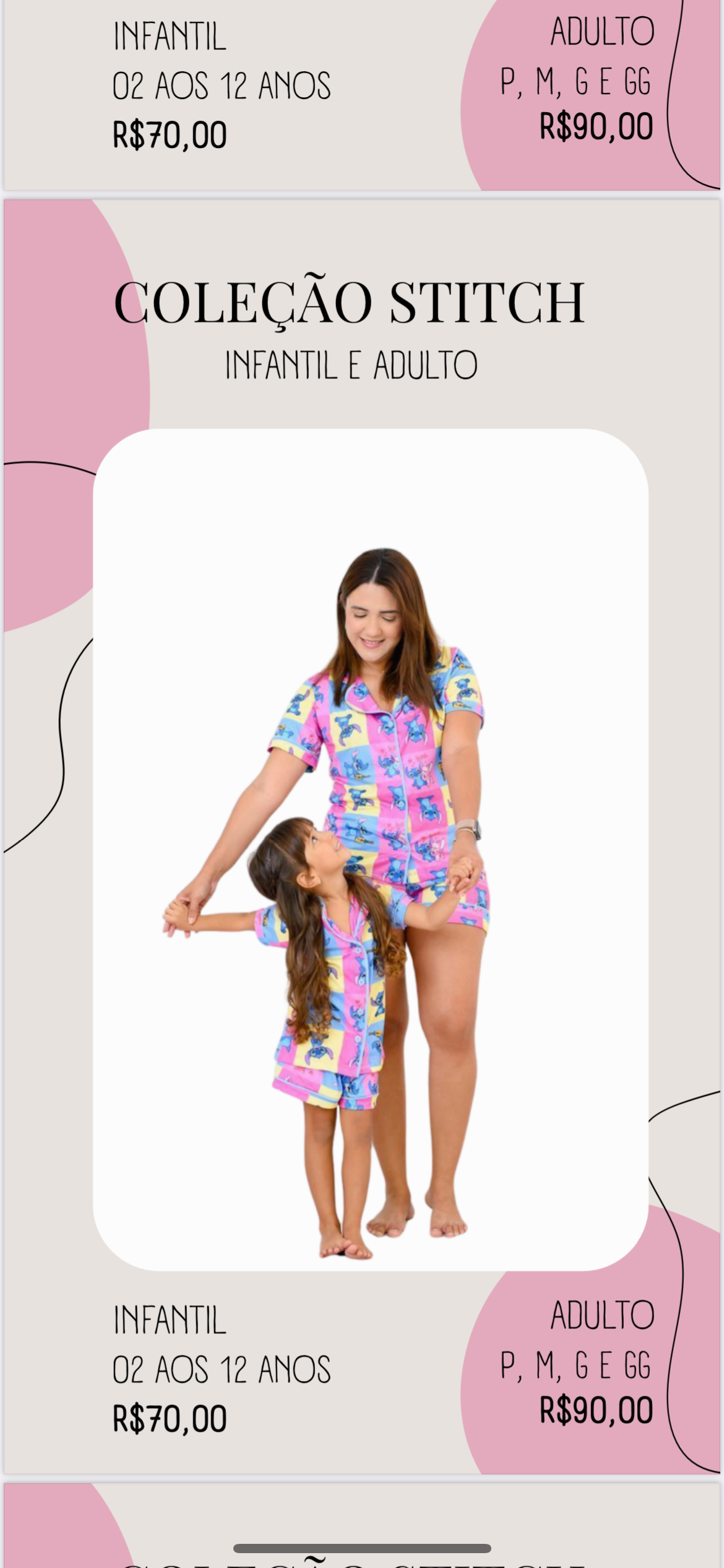 Coleção Stitch Infantil e Adulto